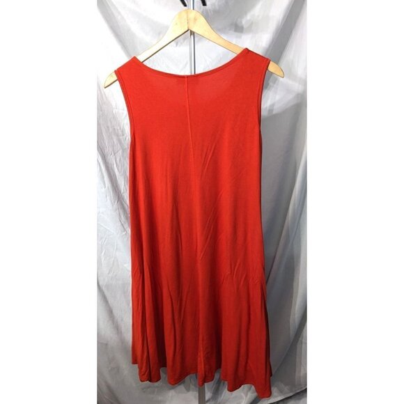 JOAN VASS Tomato Red Sleeveless Swing Tank A-line Mini Dress Tunic Size XS - Picture 6 of 6